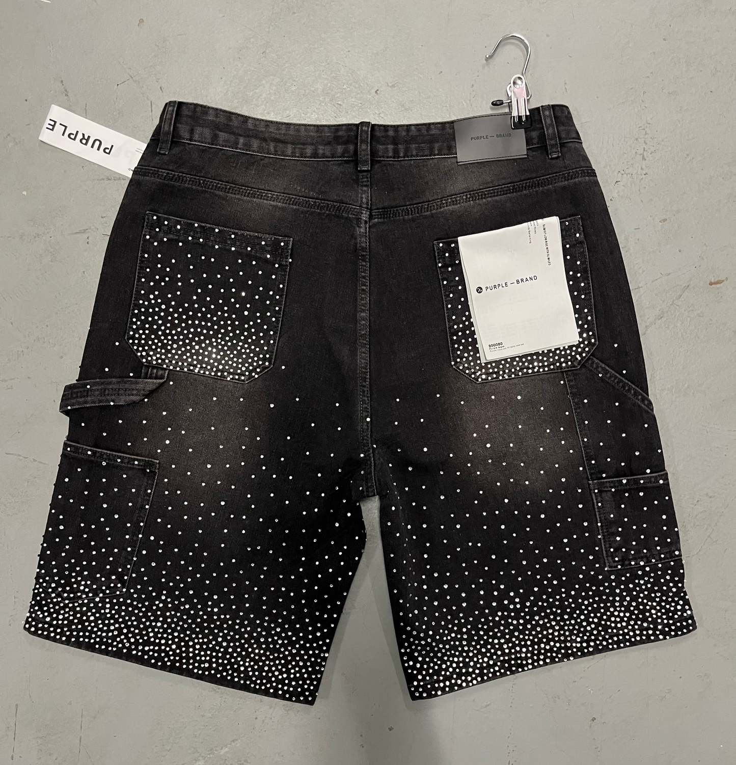 Purple Rhinestone Jorts Blackout