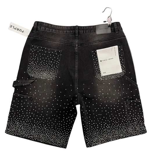 Purple Rhinestone Jorts Blackout