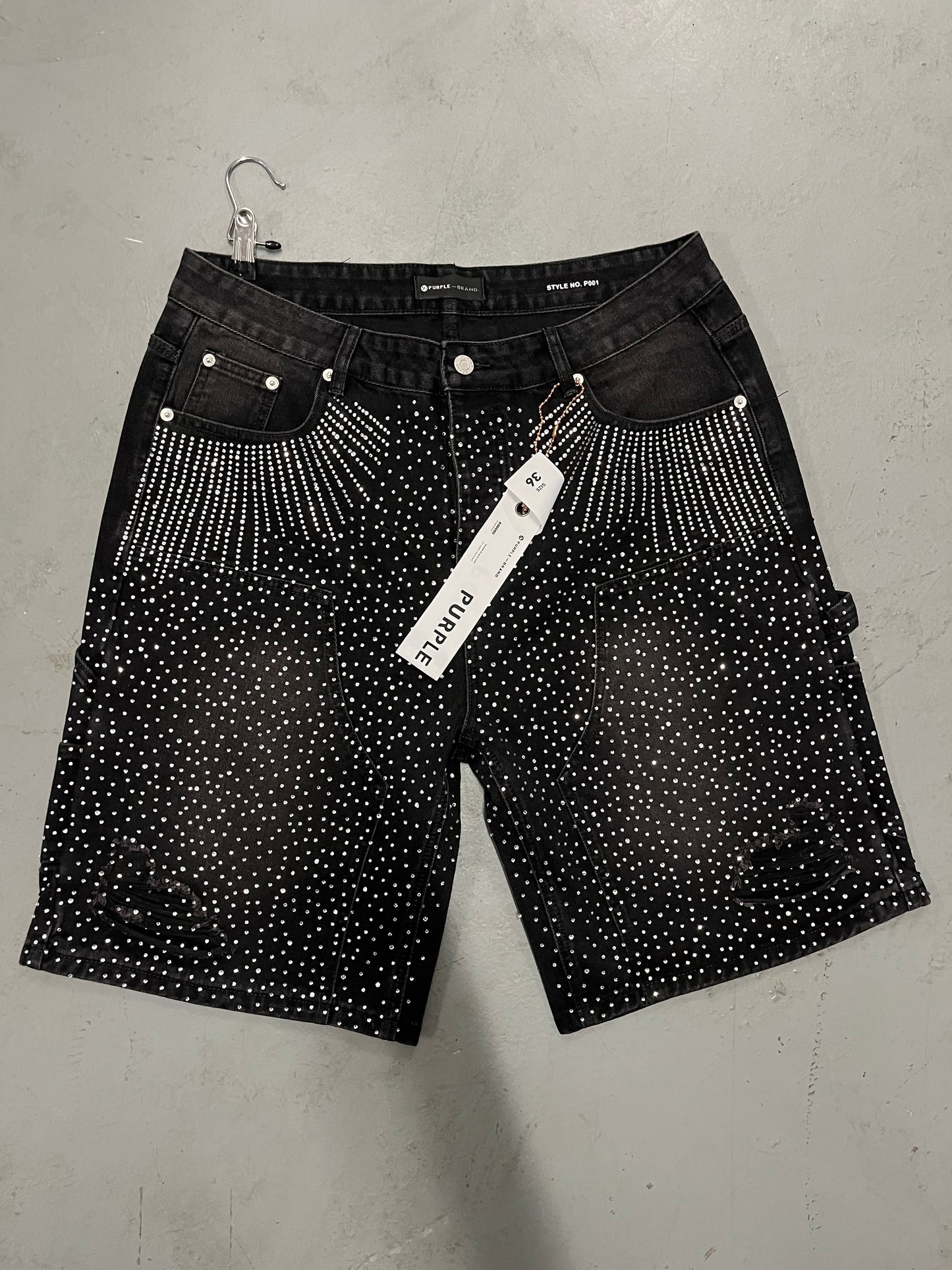 Purple Rhinestone Jorts Blackout