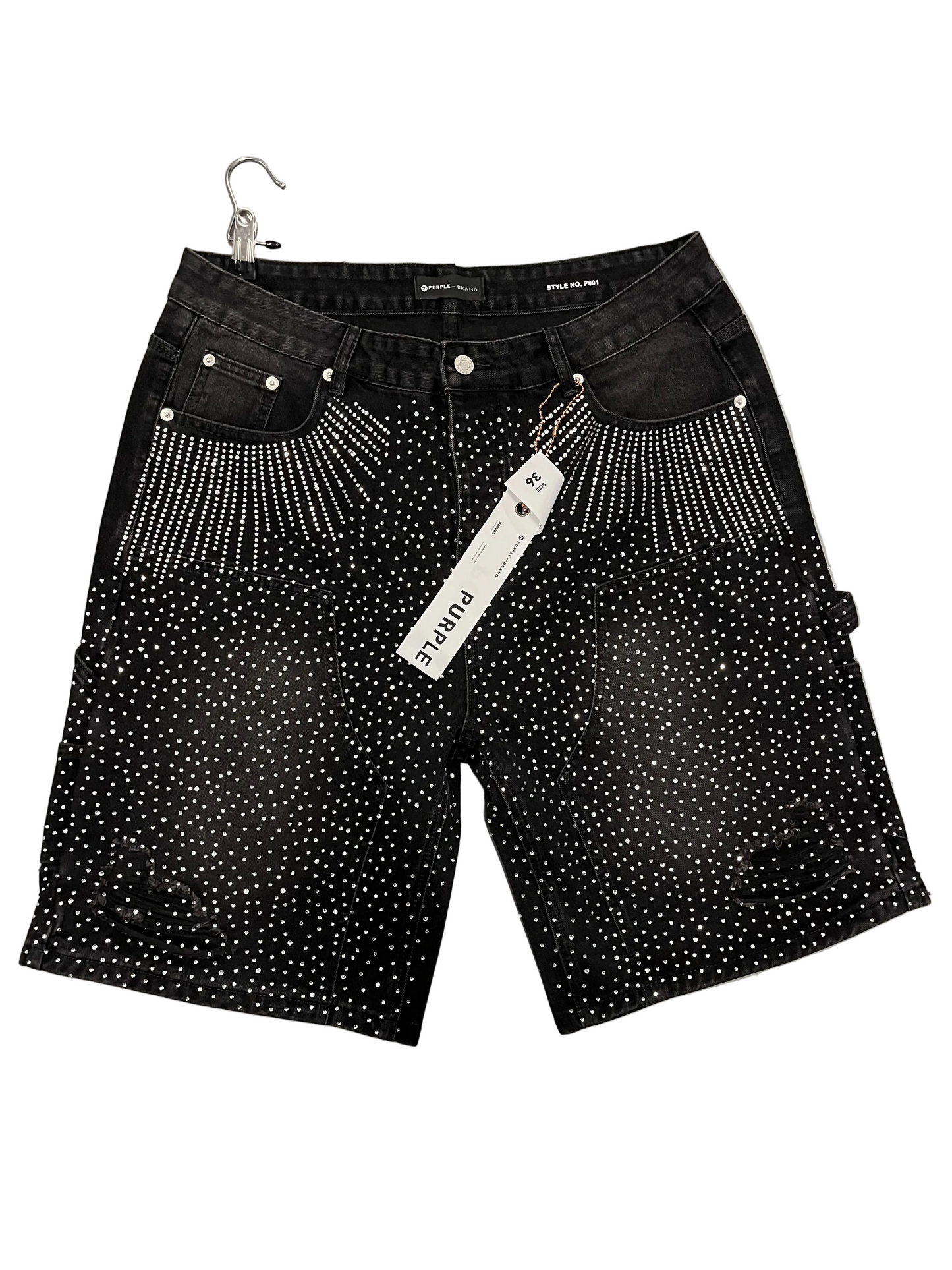 Purple Rhinestone Jorts Blackout