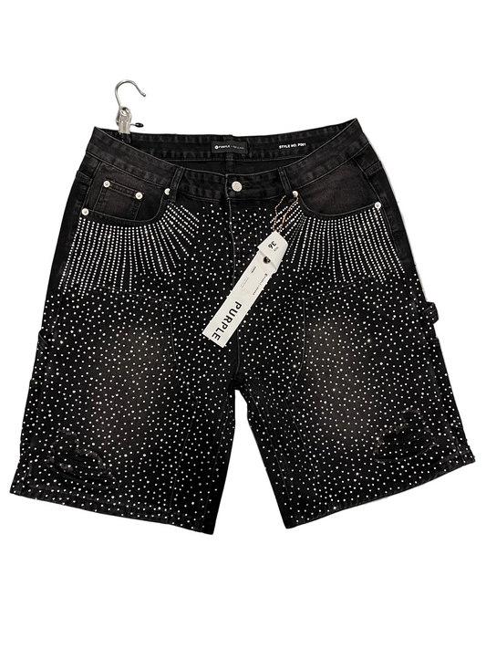 Purple Rhinestone Jorts Blackout