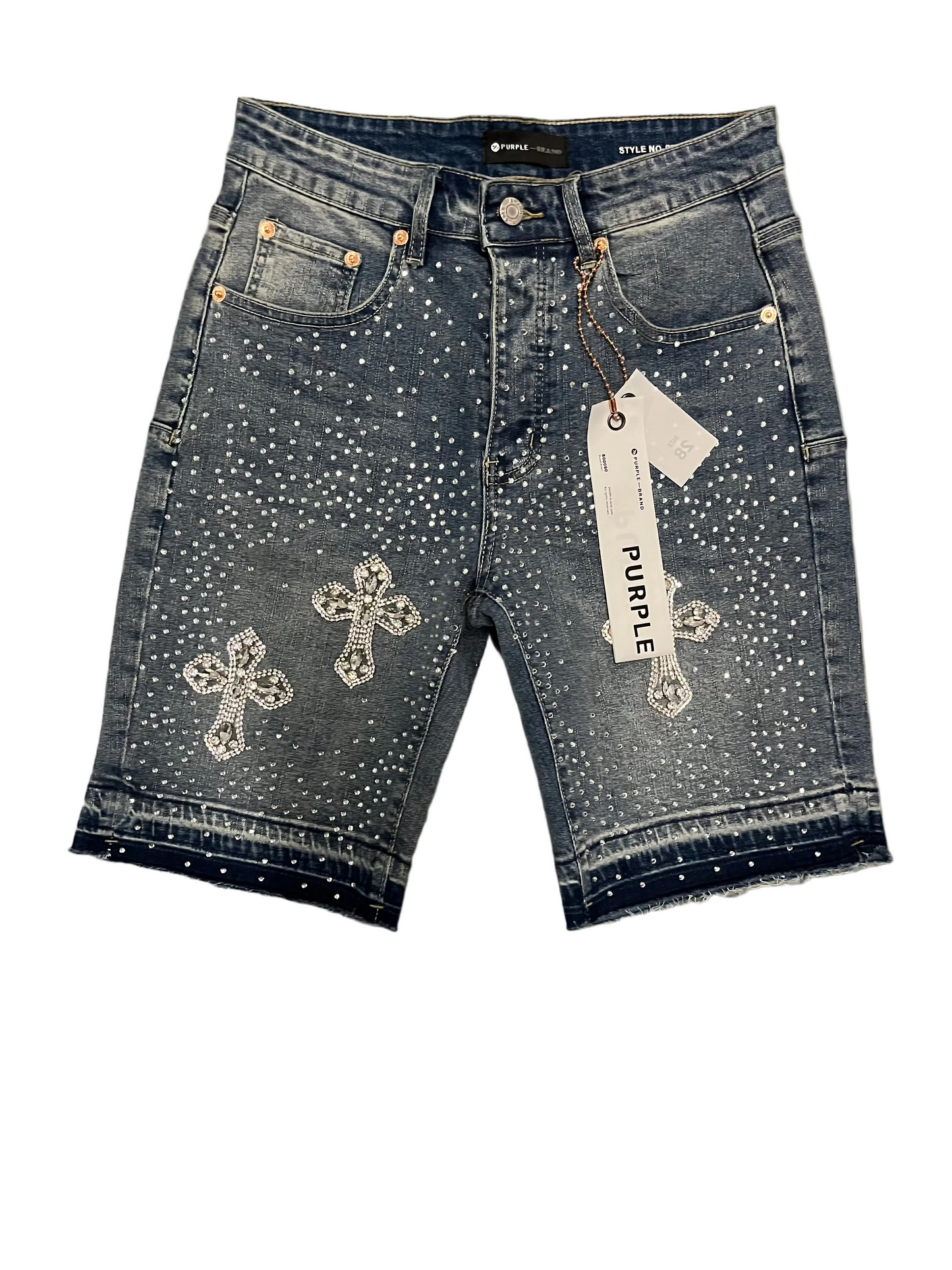 Purple Rhinestone Jorts