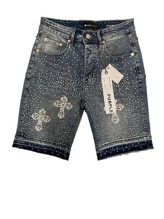 Purple Rhinestone Jorts